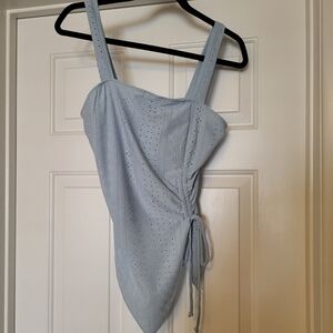 SHEIN Blue Asymmetrical Tie Summer Top